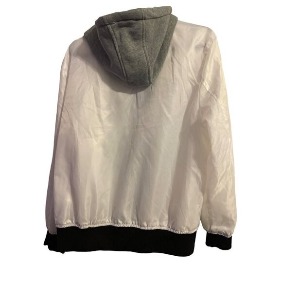 White and Grey Swiss Cross Hoodie Bomber Jacket Size Small NWOT - Picture 2 of 16